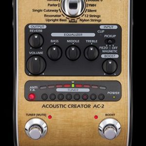 ZOOM AC2 DI BOX PER CHITARRA ACUSTICA CON EQ 3-BANDE, BOOST, REVERB, ACCORDATORE