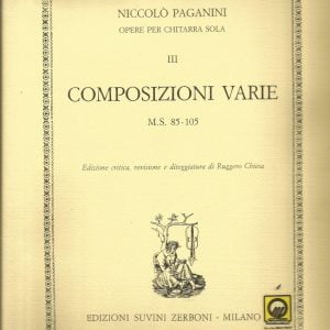 NICCOLO’ PAGANINI -OPERE PER CHITARRA SOLA III