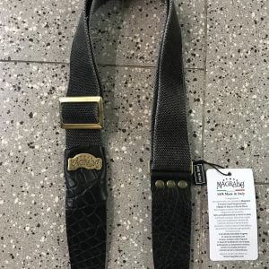 TRACOLLA MAGRABO’ STRIPE SC COTTON WASHED NERO CUSTOM 5 CM TERMINALI COCCO PROS NERO, FIBBIA RECTA  240.133M