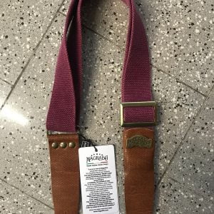 TRACOLLA MAGRABO’ STRIPE SC COTTON WASHED BORDEAUX 5 CM TERMINALI TWINKLE MARRONE, FIBBIA RECTA OTTONE 241.116M