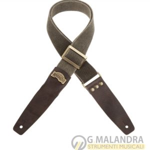 MAGRABO’ Stripe SC Cotton Washed Verde Oliva 5 cm terminali Twinkle Grigio, fibbia Recta Ottone 241.130M