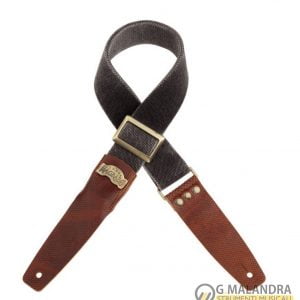 TRACOLLA MAGRABO’ mod. Stripe SC Cotton Washed Nero 5 cm terminali Twinkle Marrone, fibbia Recta Ottone