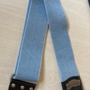 TRACOLLA MAGRABO’ Stripe SC Cotton Washed celeste 8 cm terminali core nero, fibbia Recta argent 244.060M