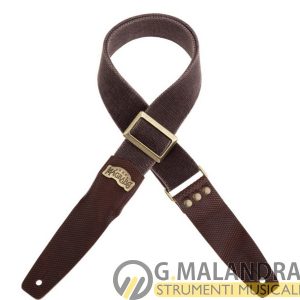TRACOLLA MAGRABO’ Stripe SC Cotton Washed Marrone 5 cm terminali Twinkle Marrone Scuro, fibbia Recta Ottone 241.124