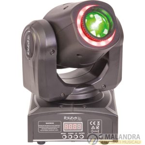IBIZA Testa mobile a led 2-1, 30W LED + anello led 12 RGB, DMX